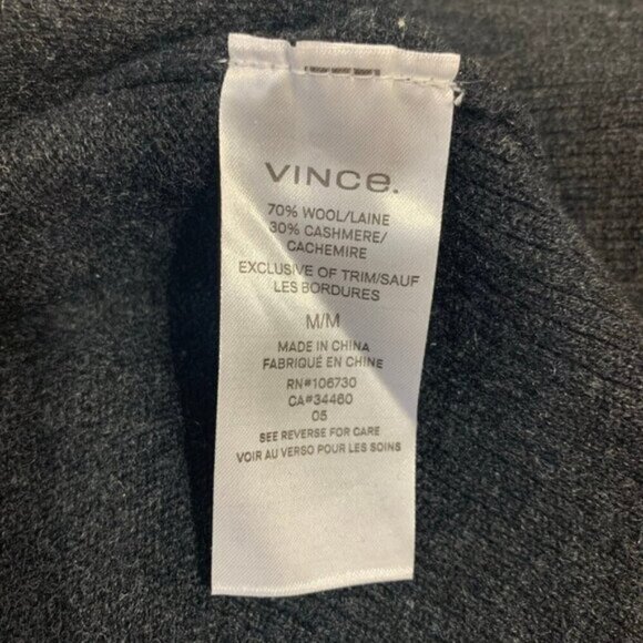 Vince v-neck long sleeve wool cashmere high slit midi dress - Picture 8 of 9